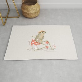 Awkward Toad Rug | Fairy, Children, Illustration, Mushroom, Curated, Hat, Quirky, Nature, Toad, Whimsy 