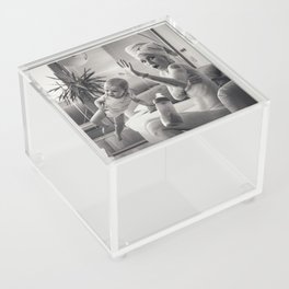 Motherhood is not all that it is cracked up to be humorous mom and child surprised black and white photograph / photography / photographs Acrylic Box