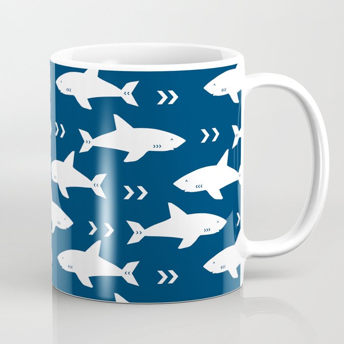 Shark pattern navy and white minimal modern basic nursery triangles chevrons nursery Coffee Mug