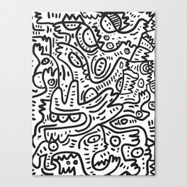 Graffiti Black and White Monsters are waiting for Halloween Canvas Print