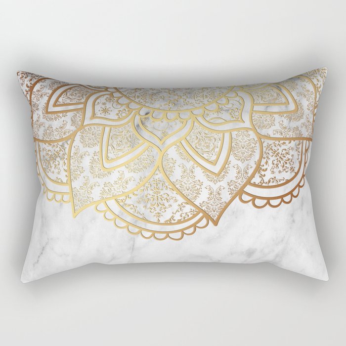 Mandala - Gold & Marble Rectangular Pillow