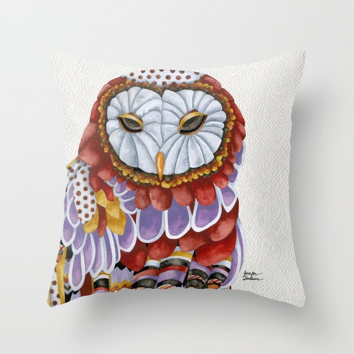 Owl Aura 2 Throw Pillow