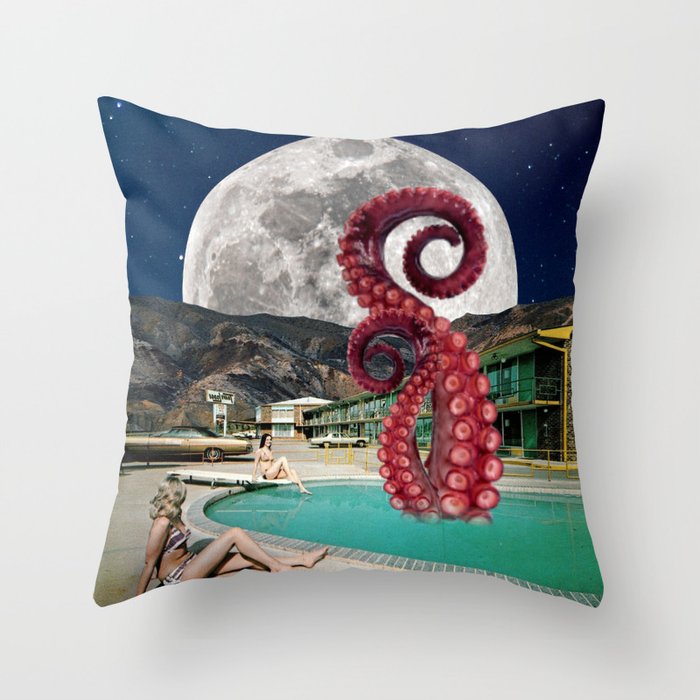 Octopus in the pool Throw Pillow