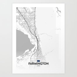 Farmington, Utah, United States - Light City Map Art Print