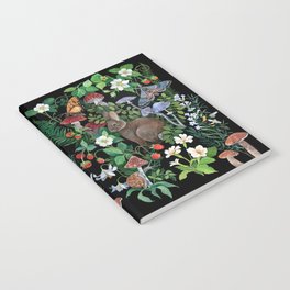 Rabbit and Strawberry Garden Notebook | Woodland, Flower, Garden, Acrylic, Insects, Rabbit, Nature, Foliage, Plants, Mushroom 