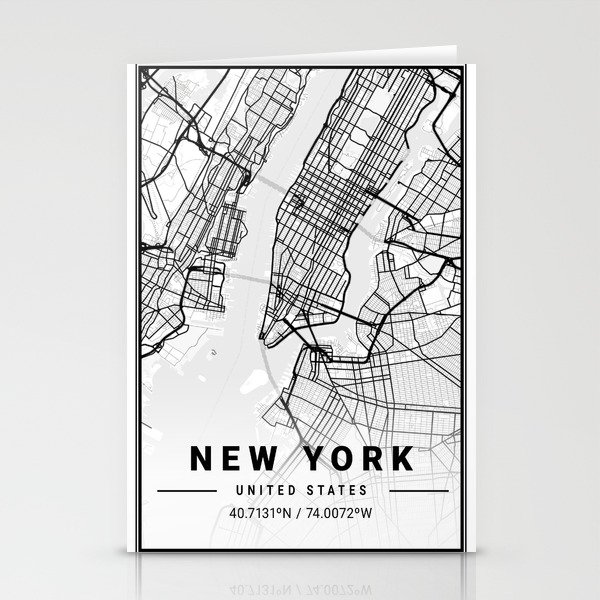 New York Light City Map Stationery Cards