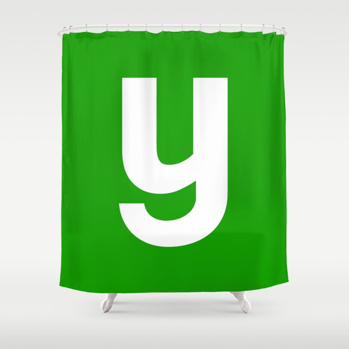 letter Y (White & Green) Shower Curtain