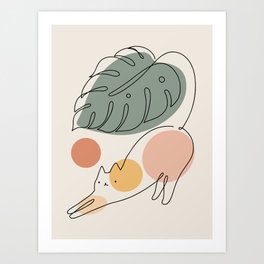 Cat and Plant 34 Art Print