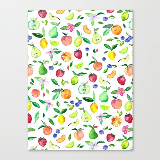 Fresh Fruit - a watercolor pattern Canvas Print