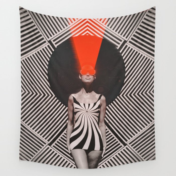 RED LAZER WOMAN Wall Tapestry