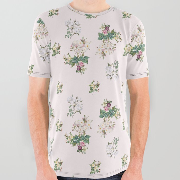 PINK VINTAGE GARDEN All Over Graphic Tee