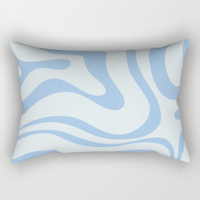 Soft Liquid Swirl Abstract Pattern Square in Powder Blue Rectangular Pillow