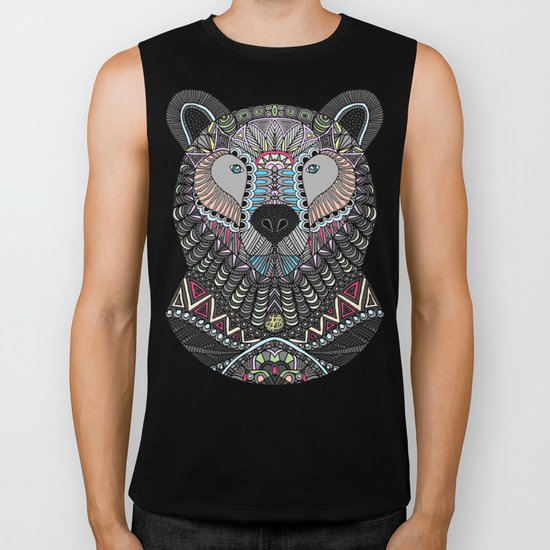 Neon Tribal Bear Biker Tank