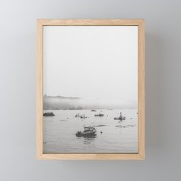 Fishing Boats in the Fog - California Coast Travel Photography Framed Mini Art Print