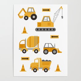 Construction Trucks Poster