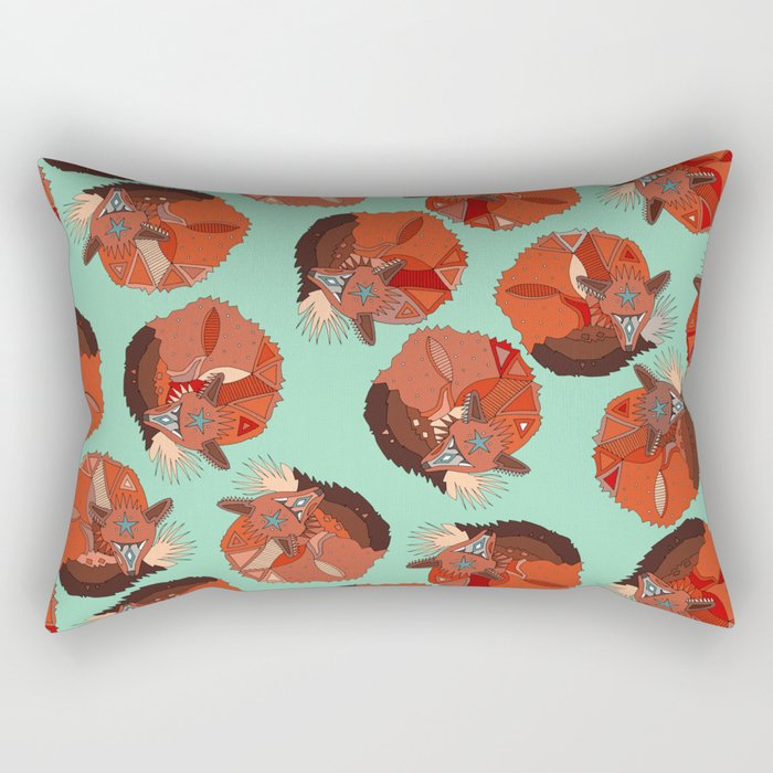 curled fox polka mint Rectangular Pillow