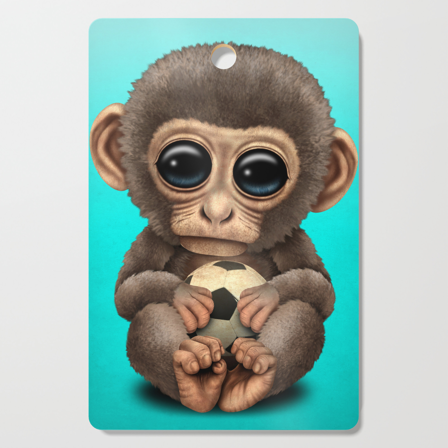 Cute Baby Monkey With Football Soccer Ball Cutting Board By Jeffbartels Society6