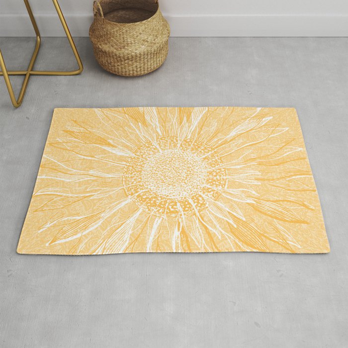 Mandala, Sunflower Prints, Yellow Rug