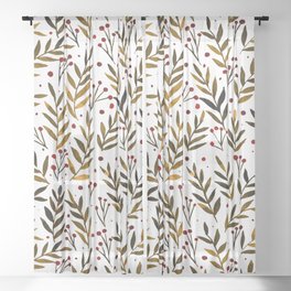 Festive watercolor branches - autumn Sheer Curtain
