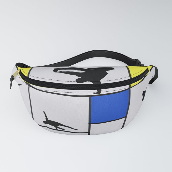 Street dancing like Piet Mondrian - Yellow, and Blue on the grey background Fanny Pack