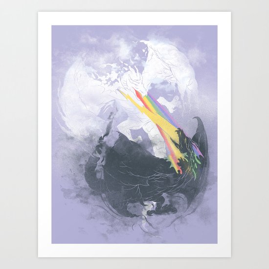Clash of the sky Dragons Art Print
