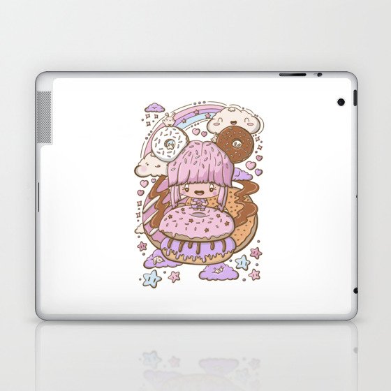 Cute doughnut girl kawaii style Laptop & iPad Skin