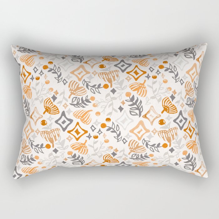 Abstract Ginkgo and Berry Pattern Rectangular Pillow