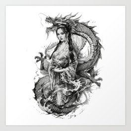 Highly Detailed Japanese Tattoo Style Art Art Print