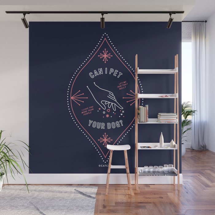 Can I Pet Your Dog? Navy & Blush Palette Wall Mural