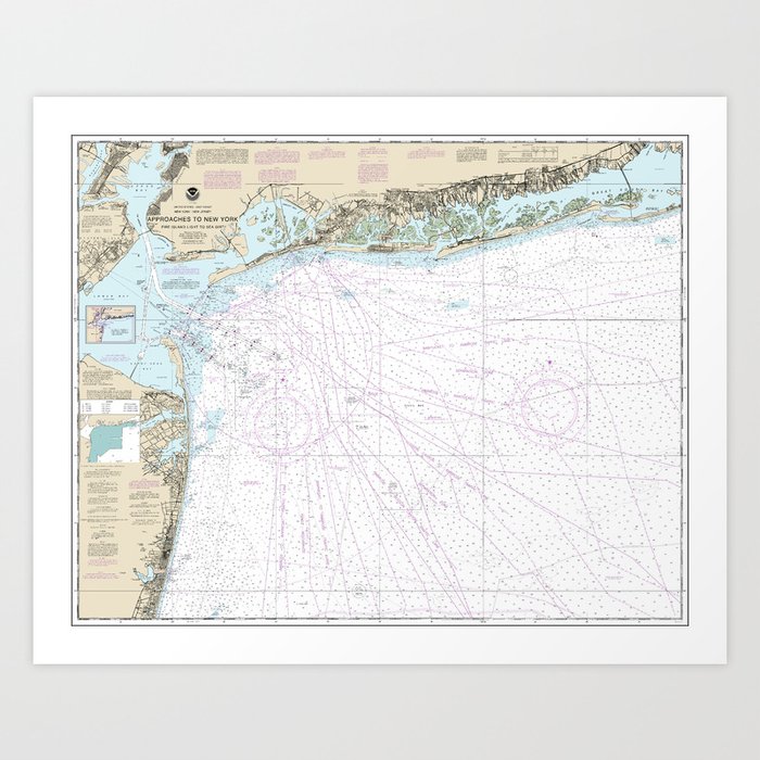 Approaches to New York Fire Island Light to Sea Girt Nautical Chart 12326 Art Print