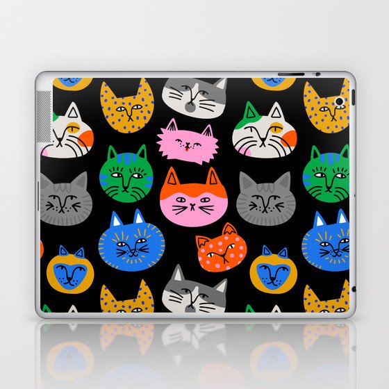 Funny colorful cat cartoon pattern Laptop & iPad Skin