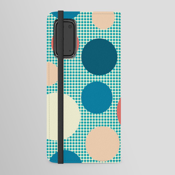 Mid Century Modern Simple Geometric Multi-coloured Dots Pattern - Red and blue Android Wallet Case