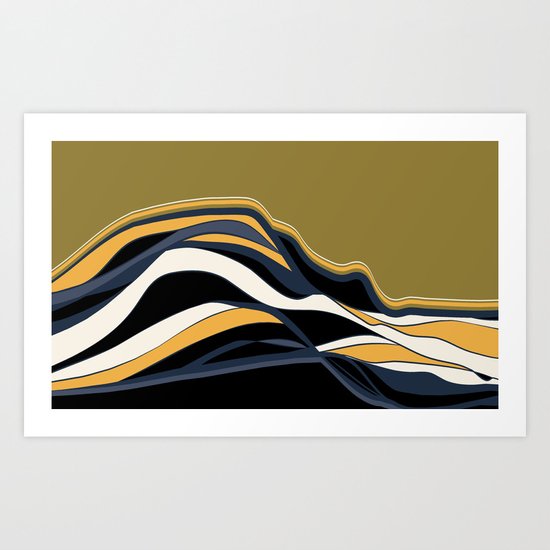 olive & navy & mustard / minimalist Art Print