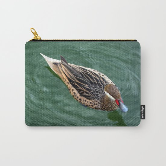 Duck Circles | Duck in Green Water With Oval Ripples Carry-All Pouch