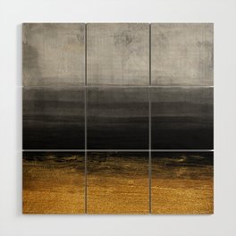 Black and Gold grunge stripes on modern grey concrete abstract background - Stripe -Striped Wood Wall Art