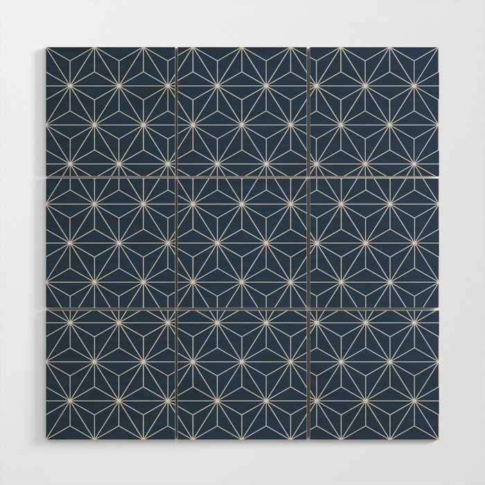 Geometric Stars pattern blue Wood Wall Art
