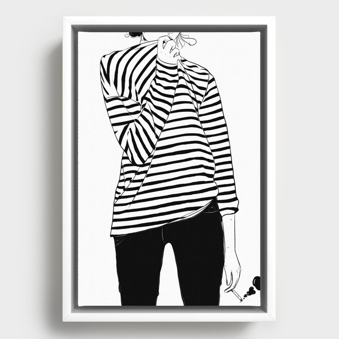 Black Stripes Framed Canvas