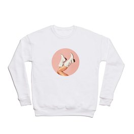 These Boots - Peach / Pink Crewneck Sweatshirt | Howdy, Trend, Aesthetic, Curated, Photo, Pin Up, Peach, Denim, Cowgirlboots, Shoes Heels 