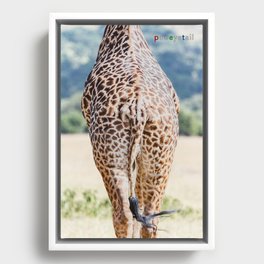 Giraffe Green Framed Canvas