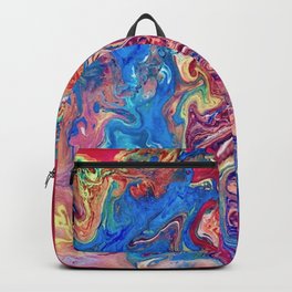 Go with the Flow, Abstract Fluid Acrylic Pour  Backpack | Artprint, Colorful, Planet, Fluidart, Painting, Pattern, Digital, Red, Pour, Bestart 