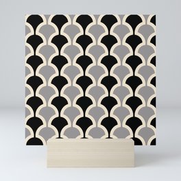 Classic Fan or Scallop Pattern 415 Gray and Black Mini Art Print