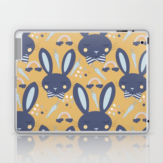 Cute Gold Easter Bunny Pattern | Spring Rabbits Kids Baby Laptop & iPad Skin