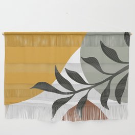 Gold Green Terracotta Modern Botanical Leaves Contemporary Shape Collection 3 Wall Hanging