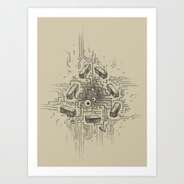 Survailance Art Print | Control, Camera, Drawing, Technology, Microchip, Ink Pen, Survaillance, Chips, Cyberdine, System 
