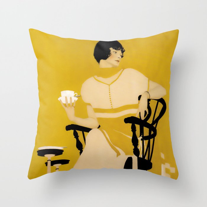 Coles Phillips ‘Fadeaway Girl’ Dinnerware Ad “A Cup Of Tea” Throw Pillow