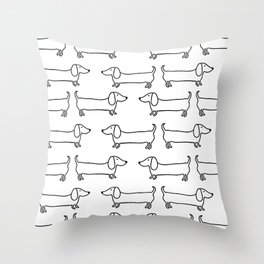 Dachshund in black-white Throw Pillow