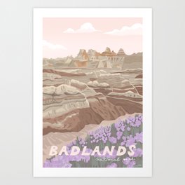 Badlands National Park Art Print | Parks, Painting, National, Great Plains, Rushmore, Explore, Nature, Wyoming, Park, Travel 