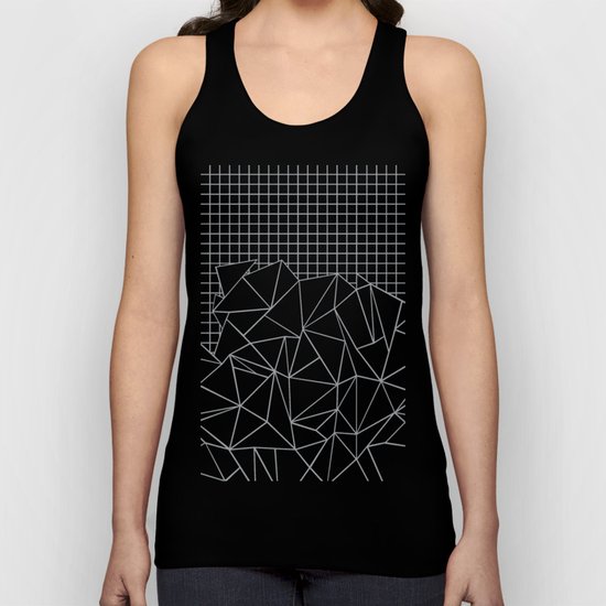 Abstract Outline Grid Grey Unisex Tank Top