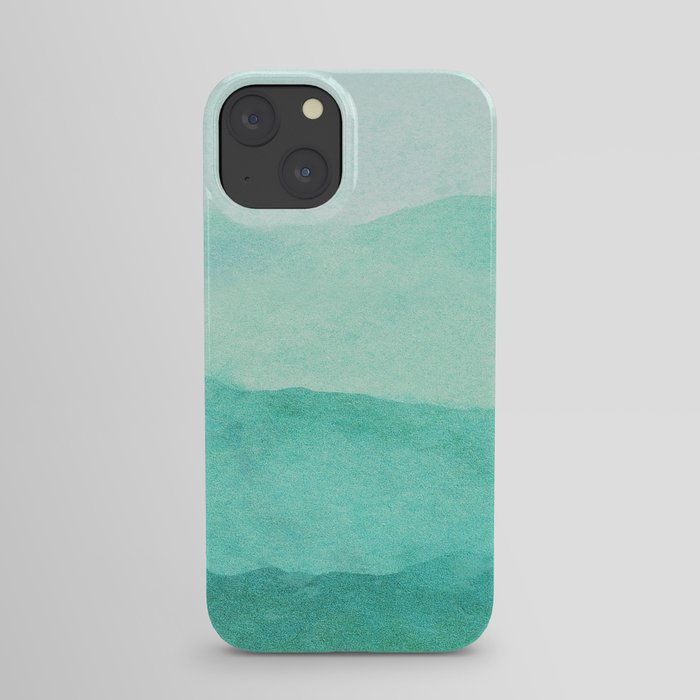 Ombre Waves in Teal iPhone Case