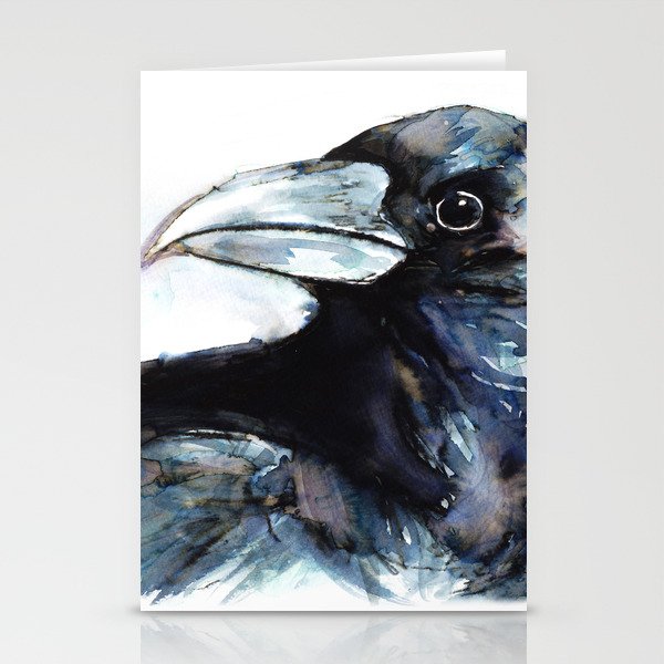 Raven, Watercolor Stationery Cards